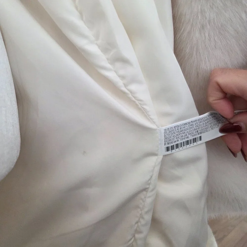 Forever 21‎ Cream Patchwork Faux Fur Coat Men's Large Mob Wife Winter Cozy White